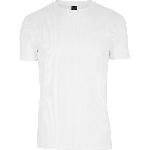 jacques-vertuk White chunky rib muscle fit T-shirt 302446 men T-Shirts / Vests T-shirts