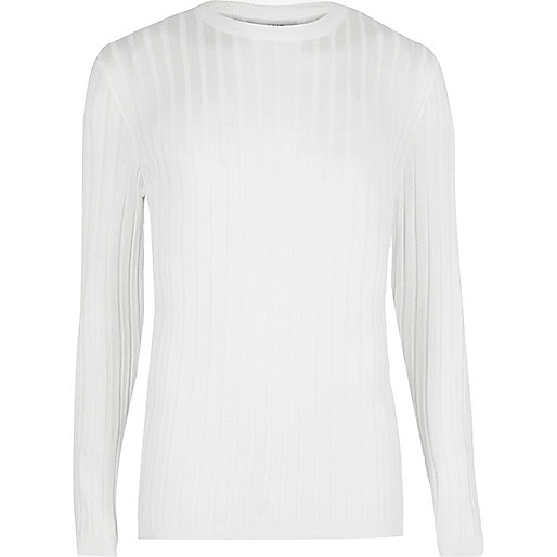 jacques-vertuk White chunky ribbed muscle fit top 296767 men Jumpers / Cardigans