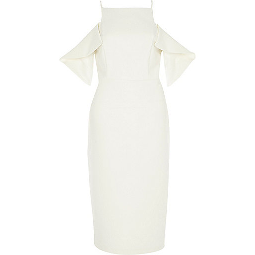 jacques-vertuk White cold shoulder bodycon dress 703906 women Dresses Bodycon Dresses