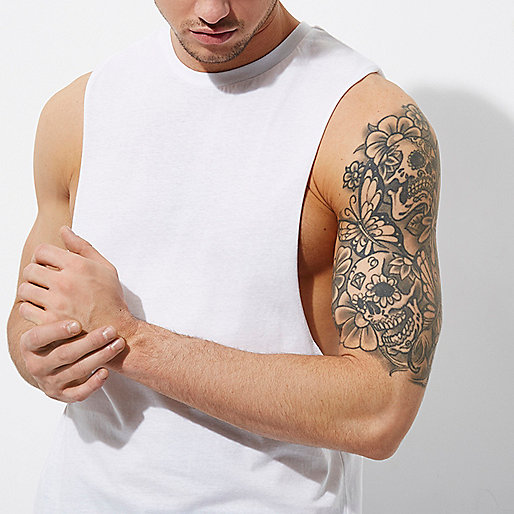 river island zip jeans,jacques-vertuk 12 White crew neck muscle fit tank top Tanks T-Shirts / Tanks men