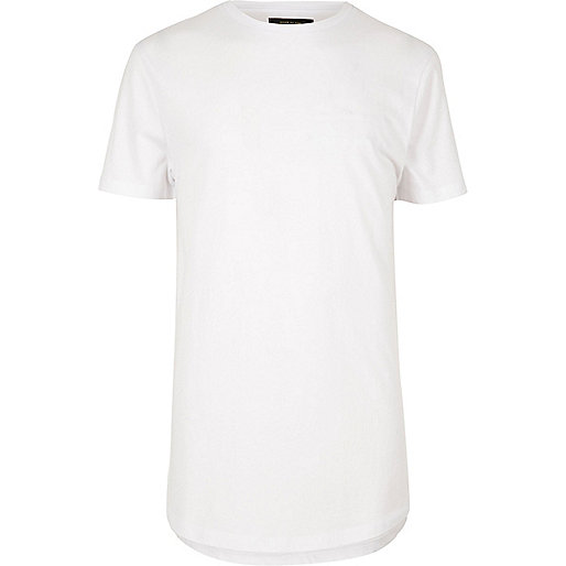 jacques-vertuk White curved hem longline T-shirt 299168 men T-Shirts / Vests T-shirts