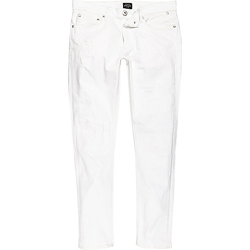 river island zebra boots,Womens Clothes Sale jacques-vertuk White Danny distressed skinny jeans Skinny Jeans Jeans men