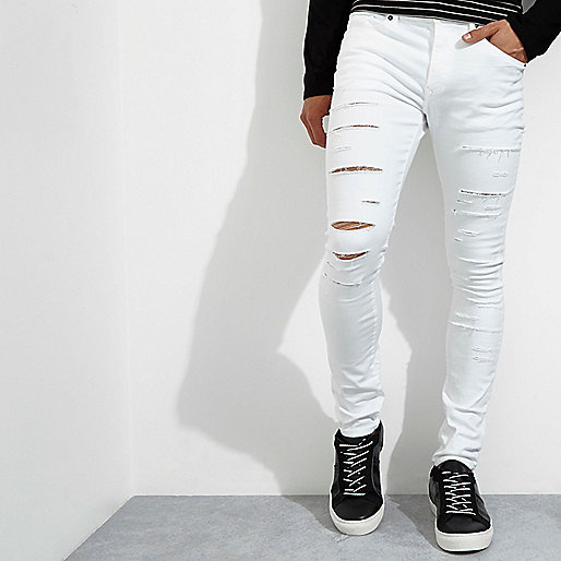 river island perspex heels,jacques-vertuk Ireland White Danny ripped super skinny jeans men 302251