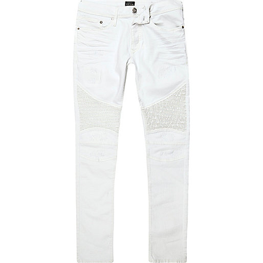 womens river island trainers,jacques-vertuk UK White Danny super skinny biker jeans men 300793