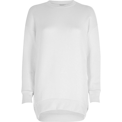 river island puffer coat sale,Ri8Ver Island White dip hem sweatshirt Hoodies / Sweatshirts Tops women