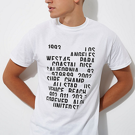 river island cycling shorts,jacques-vertuk Work Clothes White distorted text print T-shirt T-shirts T-Shirts / Tanks men