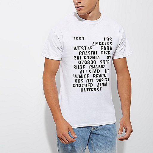 river island cycling shorts,jacques-vertuk Work Clothes White distorted text print T-shirt T-shirts T-Shirts / Tanks men