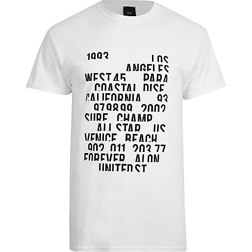 jacques-vertuk White distorted text print T-shirt 304065 men T-Shirts / Vests T-shirts