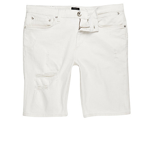 river island sparkly bag,jacques-vertuk Mode White distressed skinny fit denim shorts Shorts Sale men