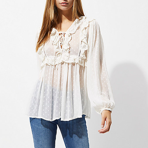 river island mens jeans regular fit,jacques-vertuk Usa Stores White dobby mesh lace frill top Blouses Tops women