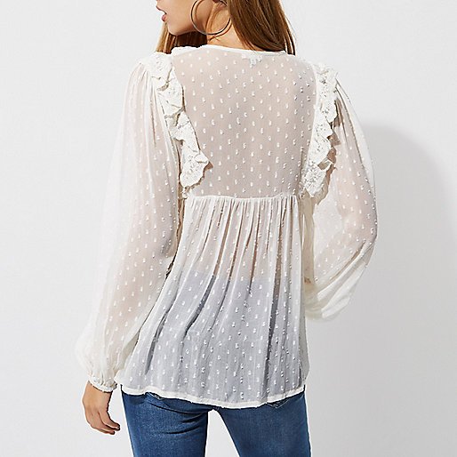 river island mens jeans regular fit,jacques-vertuk Usa Stores White dobby mesh lace frill top Blouses Tops women