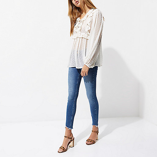 river island mens jeans regular fit,jacques-vertuk Usa Stores White dobby mesh lace frill top Blouses Tops women