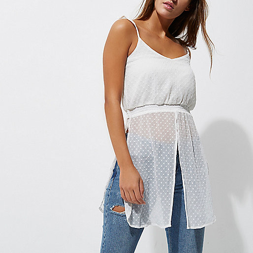 river island jumper dress sale,jacques-vertuk Stores White dobby mesh longline frill cami top women 700915