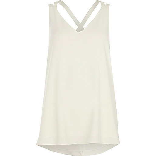 river island footwear,jacques-vertuk UK White double strap cross back tank women 706351