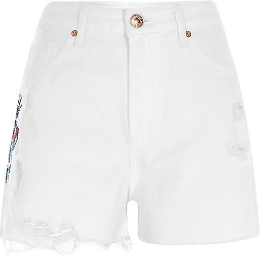 jacques-vertuk White dragon high waisted denim shorts 700885 women Holiday Shop