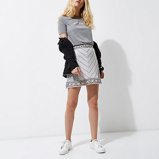 river island pea coat,jacques-vertuk Dresses New White embellished mini skirt Mini Skirts Skirts women