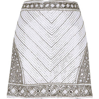 river island sale,jacques-vertuk Online White embellished mini skirt women 699896