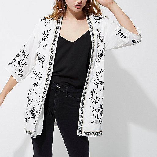 river island sliders ladies,Sale Dresses jacques-vertuk White embroidered kimono Kimonos Tops women