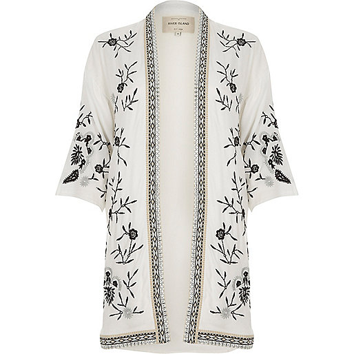 river island sliders ladies,Sale Dresses jacques-vertuk White embroidered kimono Kimonos Tops women