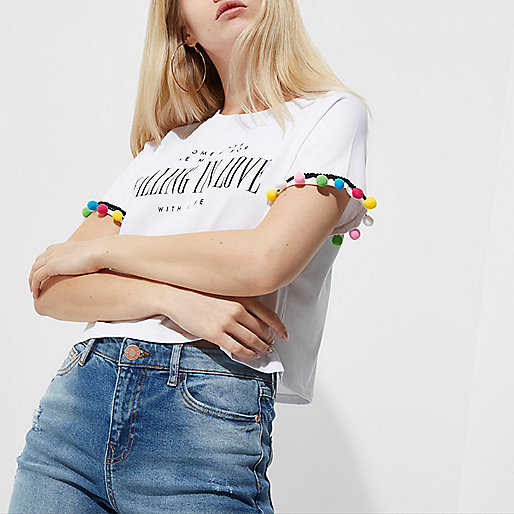 river island garden party dress,jacques-vertuk Ireland Dresses White 'falling in love' print pom pom T-shirt Print T-Shirts / Tanks T-Shirts & Tanks Tops women