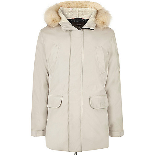 river island pea coat,White faux fur trim hooded parka Coats / Jackets Sale men