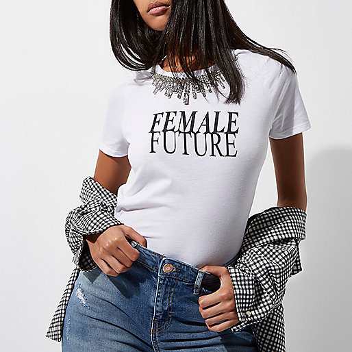 river island dark blue jeans,Women S jacques-vertuk White 'female future' print necklace T-shirt Print T-Shirts / Tanks T-Shirts & Tanks Tops women