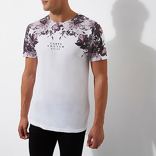 river island purple dogtooth coat,jacques-vertuk Online White floral  Carpe Noctem  print T-shirt men 304359