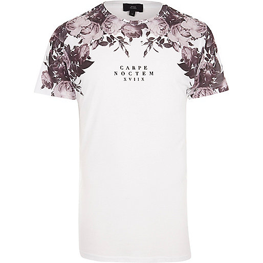 river island purple dogtooth coat,jacques-vertuk Online White floral Carpe Noctem print T-shirt men 304359