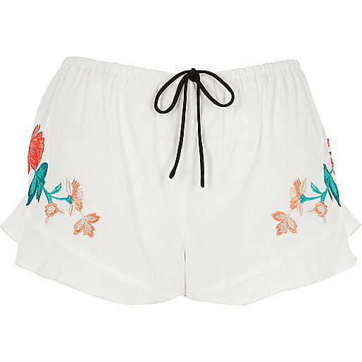 childrens dresses river island,jacques-vertuk Ireland White floral embroidered frill pajama shorts women 695796