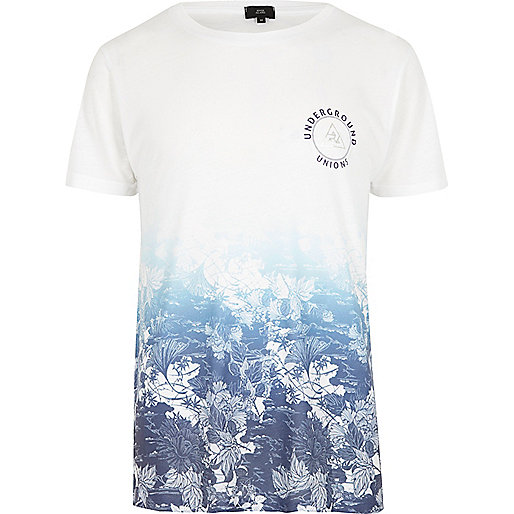 river island boots womens,jacques-vertuk Shopping Online White floral fade crew neck T-shirt T-Shirts / Tanks Sale men