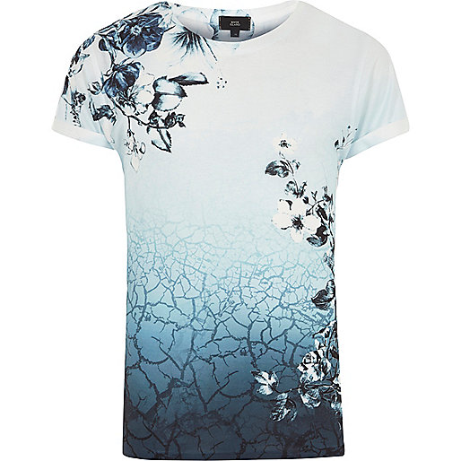 jacques-vertuk White floral fade print crew neck T-shirt 303973 men T-Shirts / Vests T-shirts