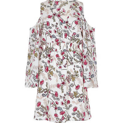 jacques-vertuk White floral print cold shoulder dress 701494 women Seasonal Offers