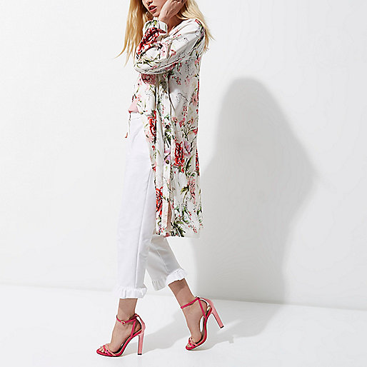 river island tweed coat,jacques-vertuk Tops Uk White floral print duster coat Coats / Jackets Sale women