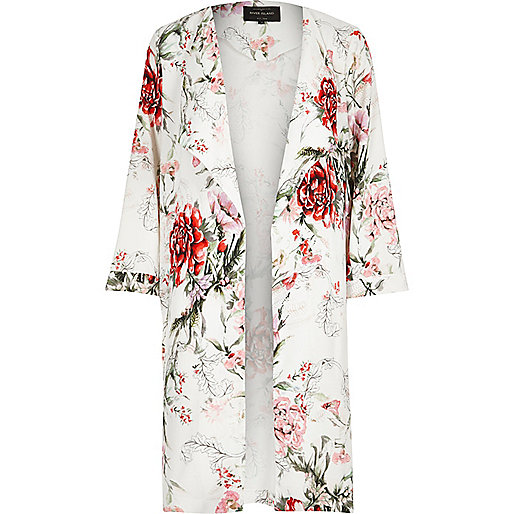 jacques-vertuk White floral print duster coat 704310 women Coats / Jackets