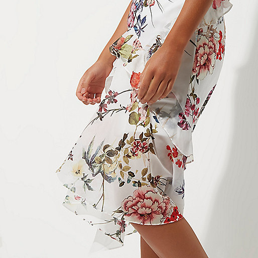 river island spring dresses,What Is jacques-vertuk White floral print frill midi skirt Skirts Sale women