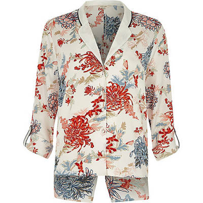 mens jacket sale river island,jacques-vertuk Ladies Denim Shirt White floral print split back pajama shirt RI Limited Edition Sale women