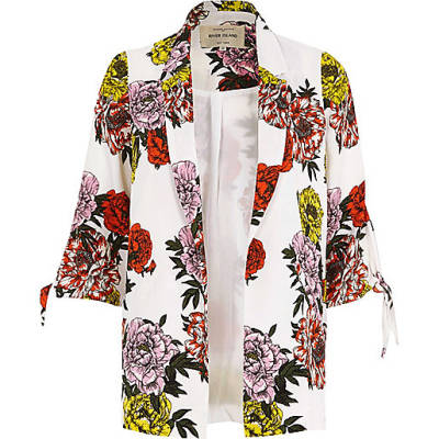 river island bag tan,jacques-vertuk Floral Jeans White floral print tie cuff blazer Blazers Coats / Jackets women