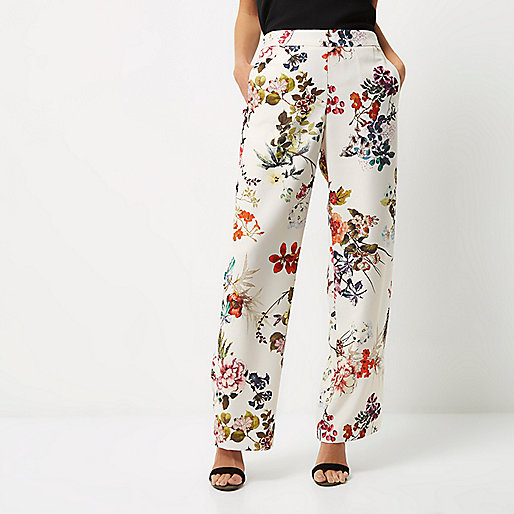 river island twist front dress,jacques-vertuk Online White floral print wide leg pants women 700465