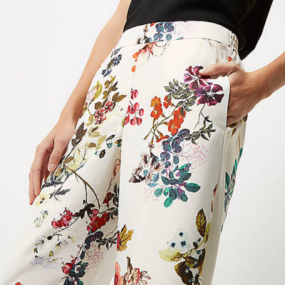 river island twist front dress,jacques-vertuk Online White floral print wide leg pants women 700465