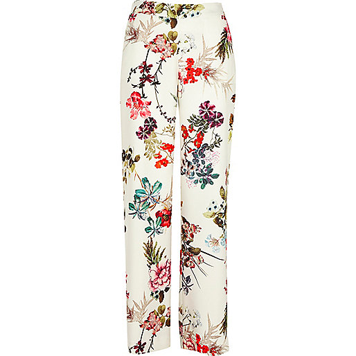 river island twist front dress,jacques-vertuk Online White floral print wide leg pants women 700465