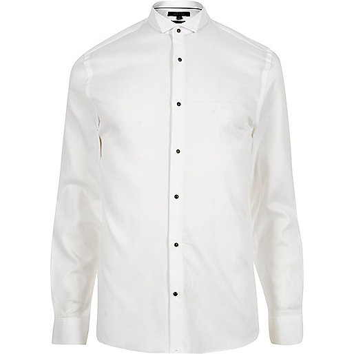 jacques-vertuk White formal textured cotton slim fit shirt 294637 men Gifts