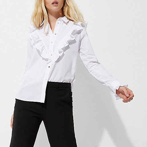 river island black wedge sandals,Ladies Chinos jacques-vertuk White frill bib long sleeve shirt Shirts Tops women