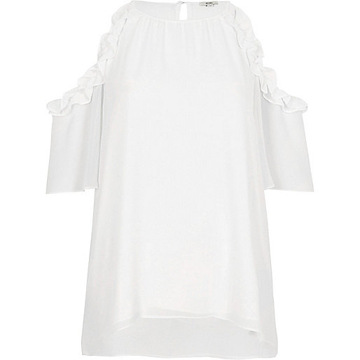 river island cream purse,jacques-vertuk Ladies Fashion White frill cold shoulder blouse Bardot / Cold Shoulder Tops Tops women