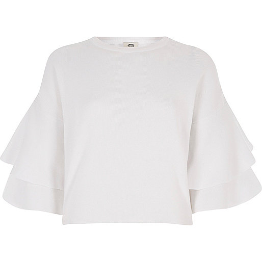 jacques-vertuk White frill sleeve sweater 704463 women Knitwear Jumpers