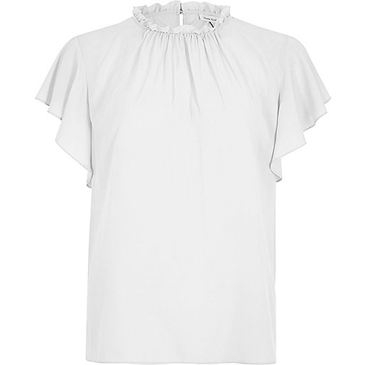 river island block heels,jacques-vertuk Shop White frill sleeve top women 700401