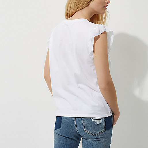 river island summer sale,jacques-vertuk Ireland White frill T-shirt women 704700