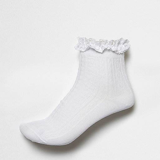 river island shipping,jacques-vertuk Stores White frilly ankle socks women 683016