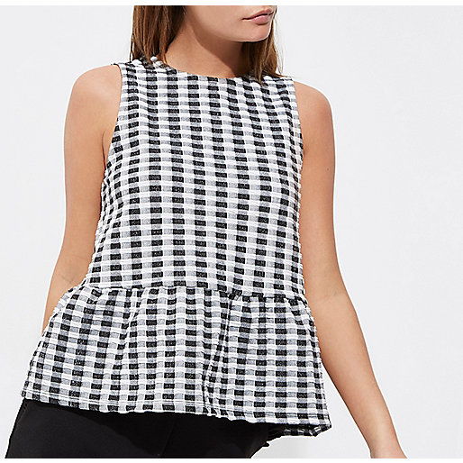 cabin bag river island,jacques-vertuk Europe Stores White gingham print frill short sleeve top Tops Sale women