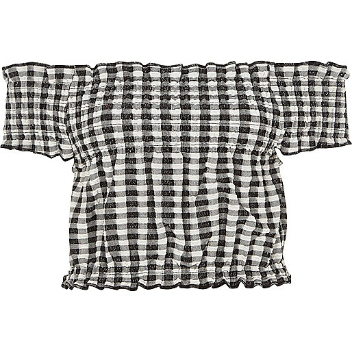 river island bag brown,jacques-vertuk South Africa White gingham shirred bardot crop top women 702205