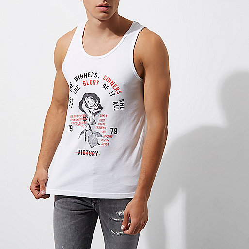 river island mens coats,jacques-vertuk Sale Womens White graphic rose print tank T-Shirts / Tanks Sale men